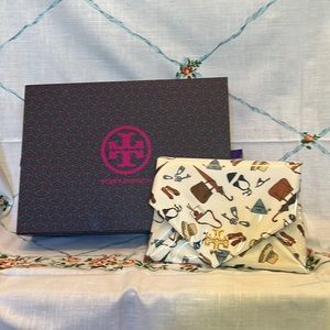 Tory Burch clutch clear plastic overlay- brand new